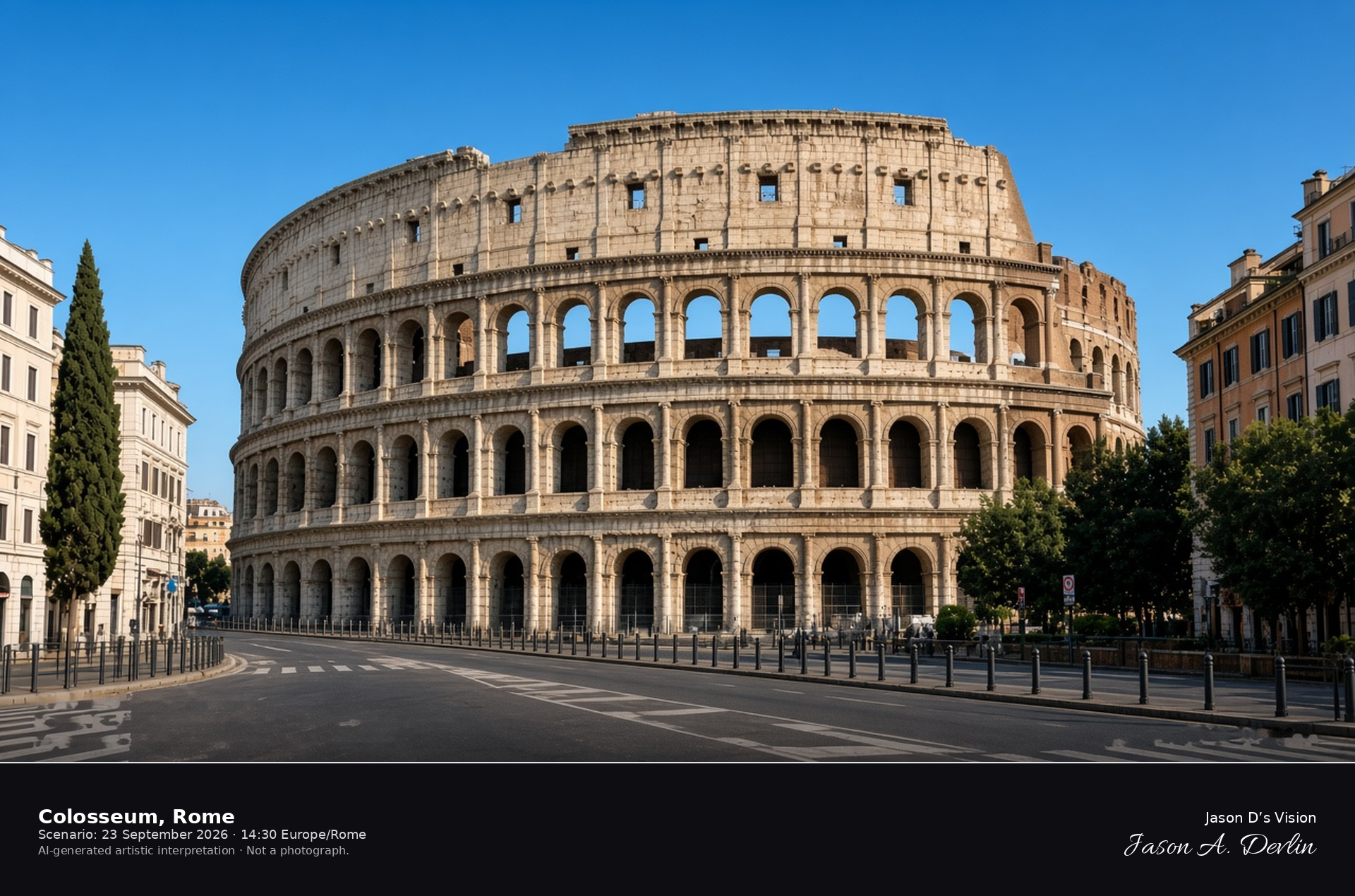 AI-generated artistic interpretation of the Colosseum in Rome under afternoon light